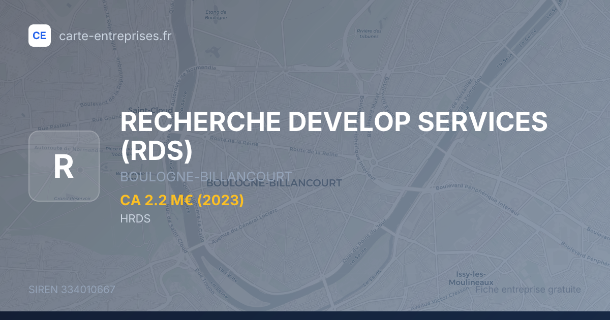 RECHERCHE DEVELOP SERVICES (RDS) — 334010667 — fiche entreprise