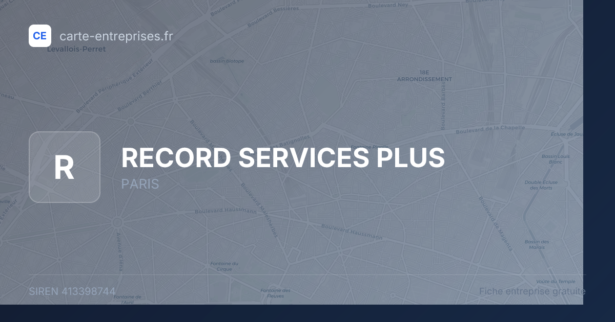 RECORD SERVICES PLUS — 413398744 — fiche entreprise