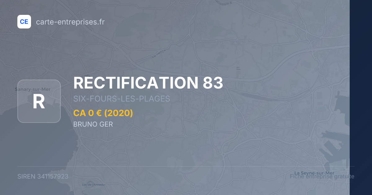 RECTIFICATION 83 — 341157923 — fiche entreprise