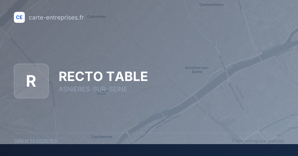 RECTO TABLE — 552026783 — fiche entreprise