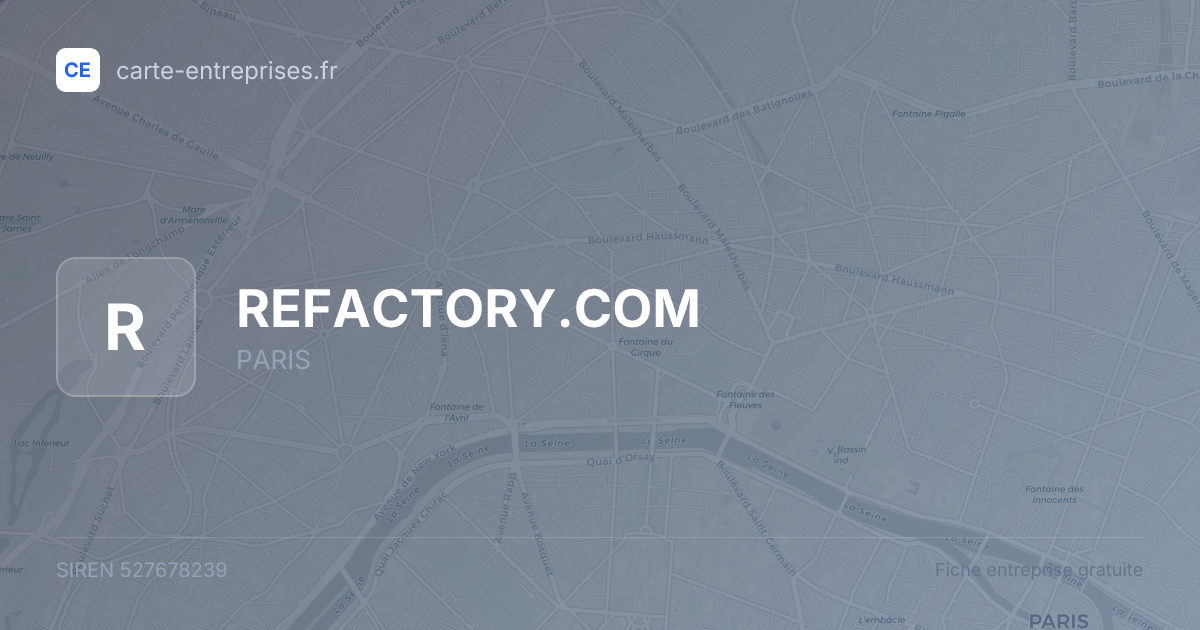 REFACTORY.COM — 527678239 — fiche entreprise