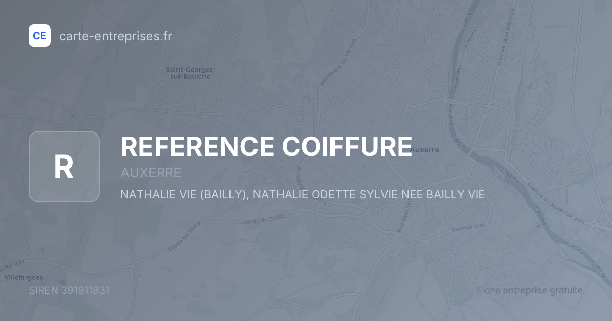 REFERENCE COIFFURE — 391911831 — fiche entreprise
