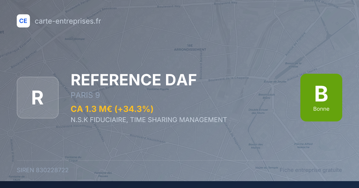 REFERENCE DAF — 830228722 — fiche entreprise