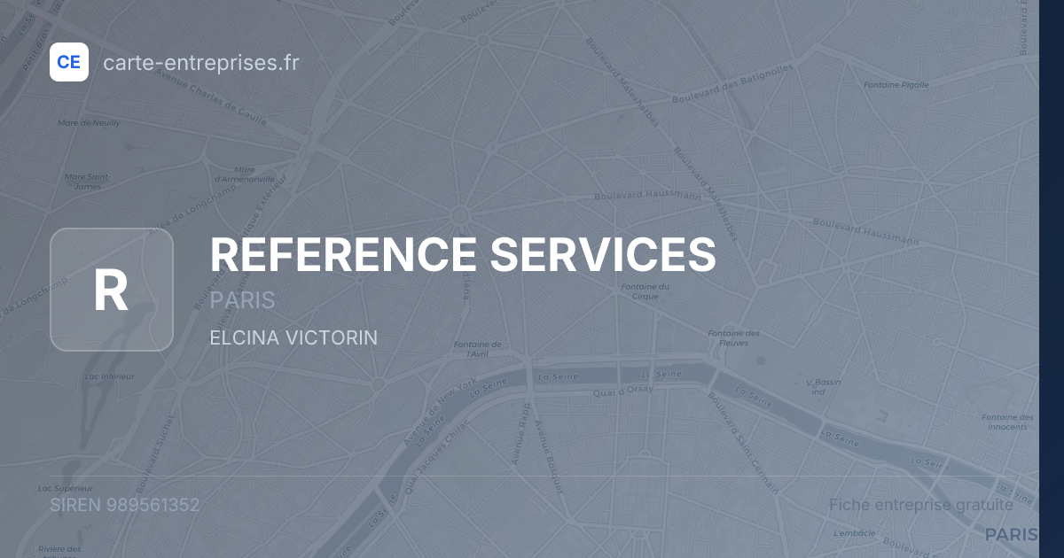REFERENCE SERVICES — 989561352 — fiche entreprise
