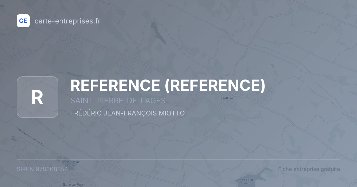 REFERENCE — 978868354 — fiche entreprise