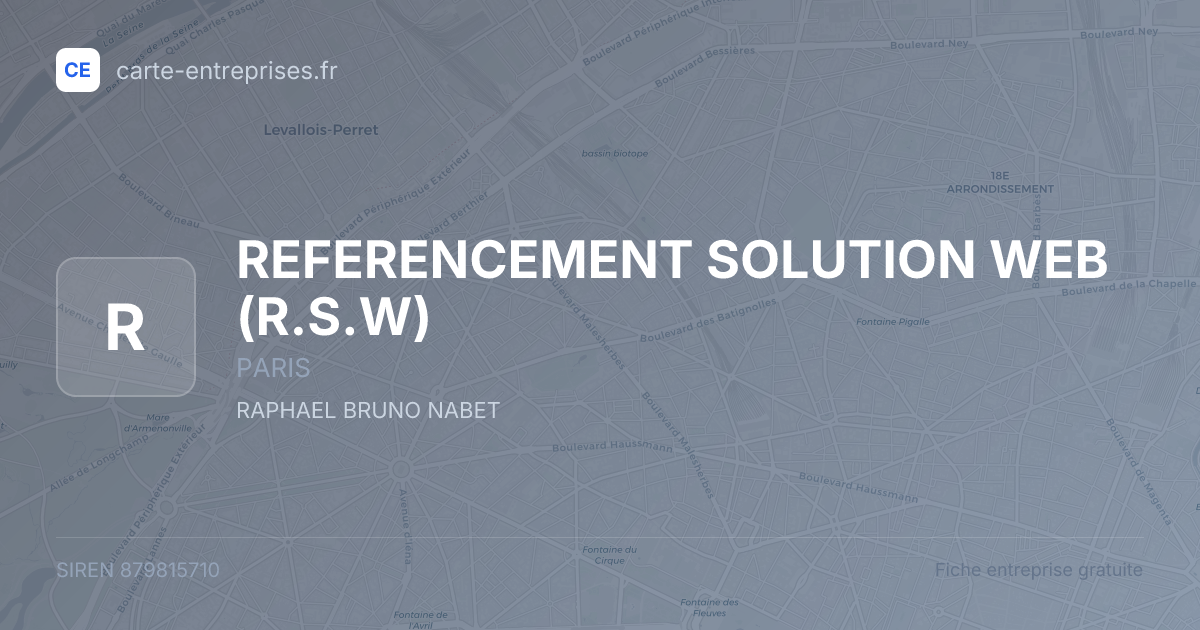 REFERENCEMENT SOLUTION WEB (R.S.W) — 879815710 — fiche entreprise