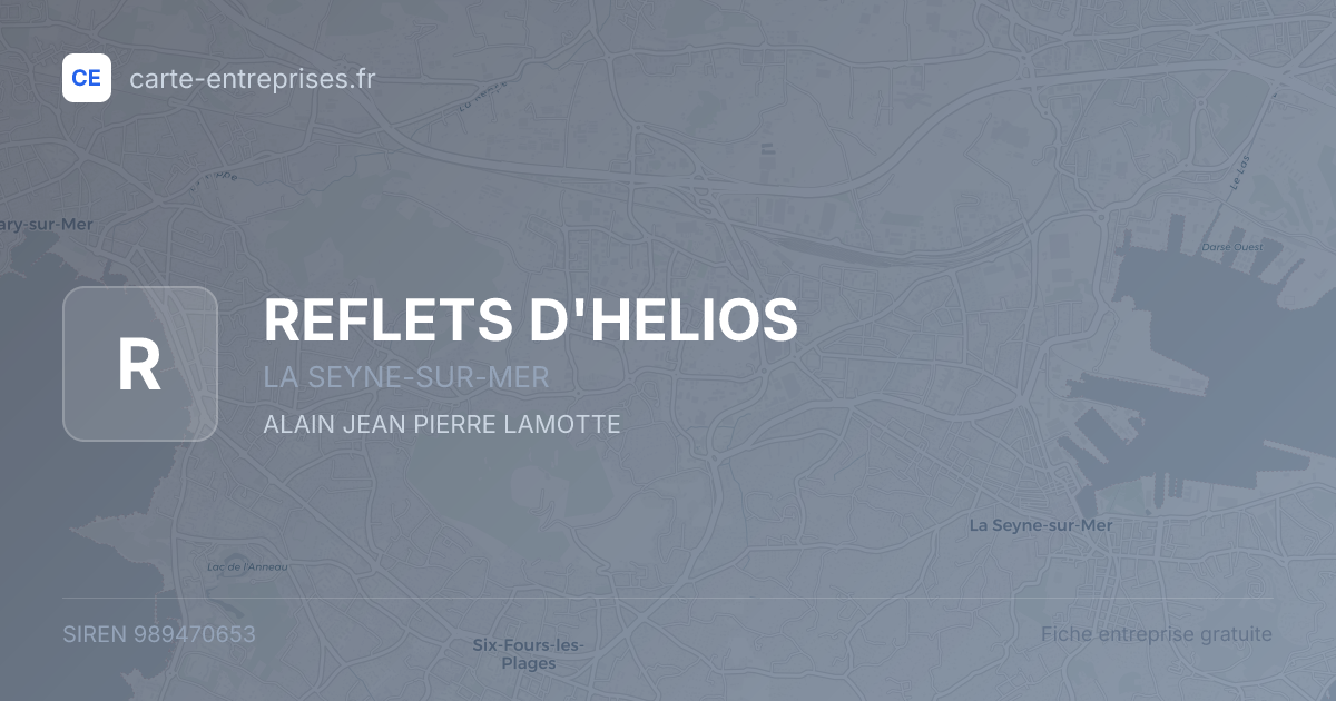 REFLETS  D'HELIOS — 989470653 — fiche entreprise