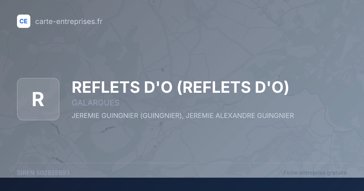REFLETS D'O — 502855893 — fiche entreprise