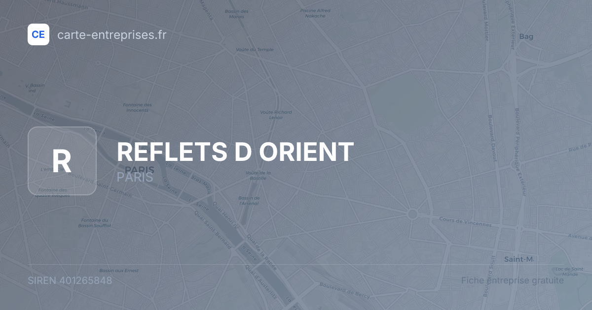 REFLETS D ORIENT — 401265848 — fiche entreprise