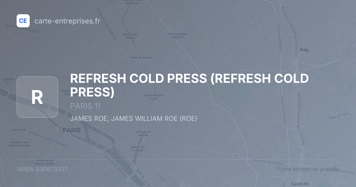 REFRESH COLD PRESS — 830873337 — fiche entreprise