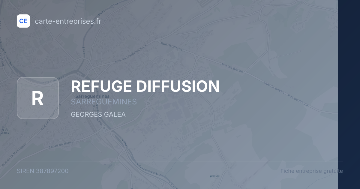 REFUGE DIFFUSION — 387897200 — fiche entreprise