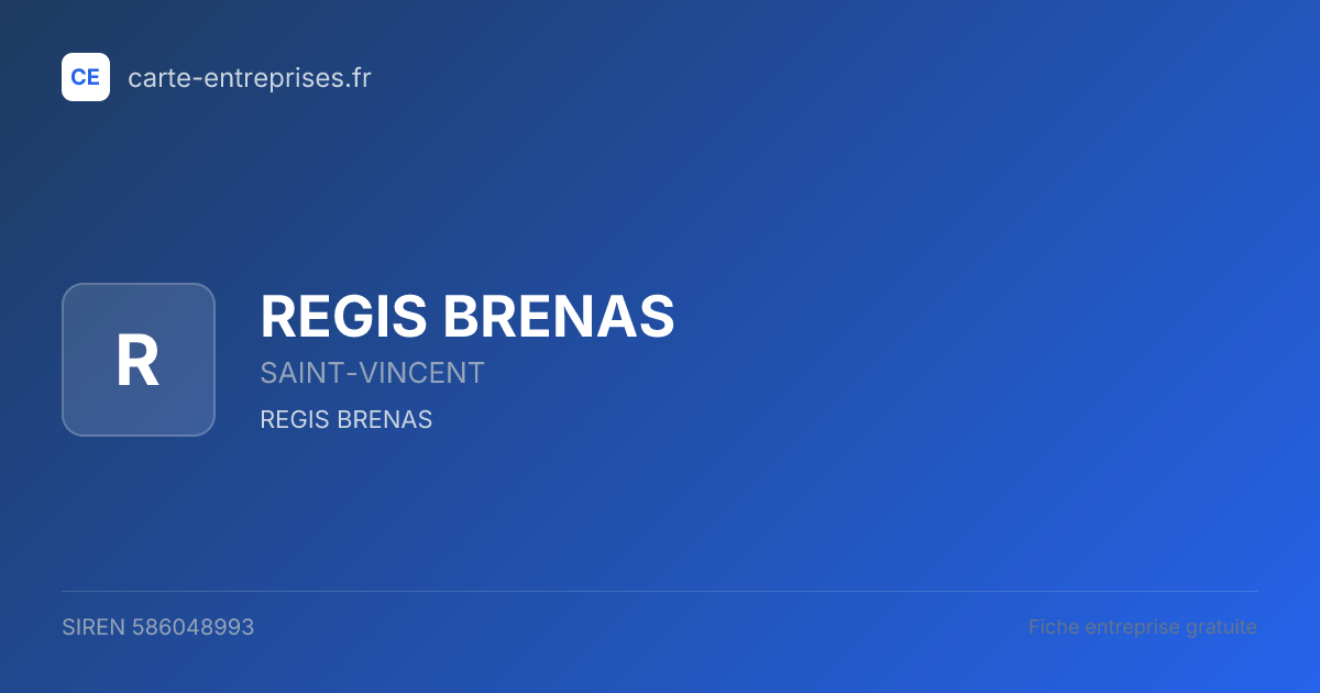 REGIS BRENAS — 586048993 — fiche entreprise