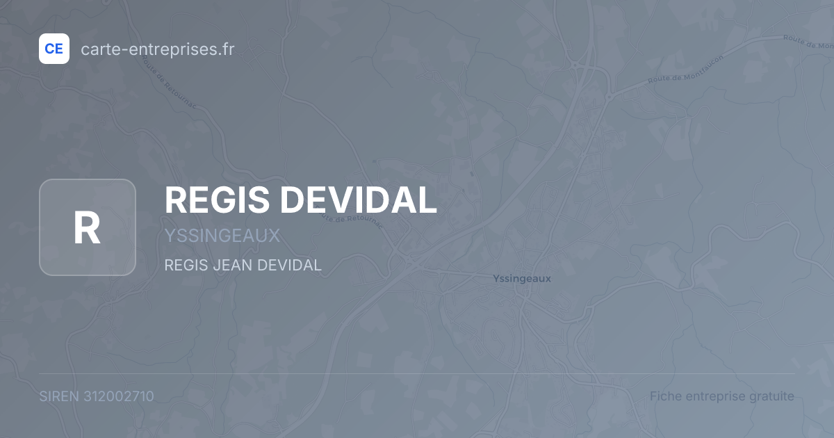 REGIS DEVIDAL — 312002710 — fiche entreprise