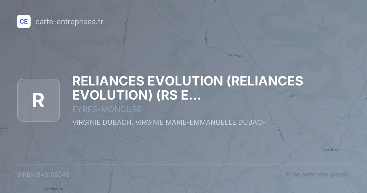 RELIANCES EVOLUTION (RELIANCES EVOLUTION) (RS EVOLUTION) — 848105045 — fiche entreprise