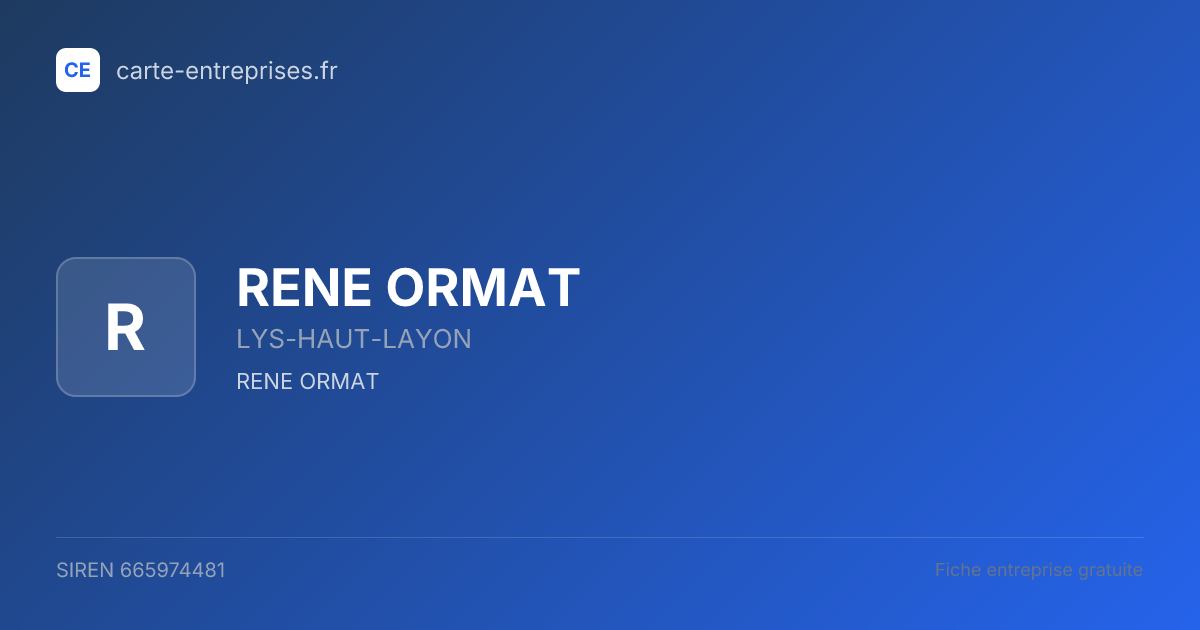 RENE ORMAT — 665974481 — fiche entreprise