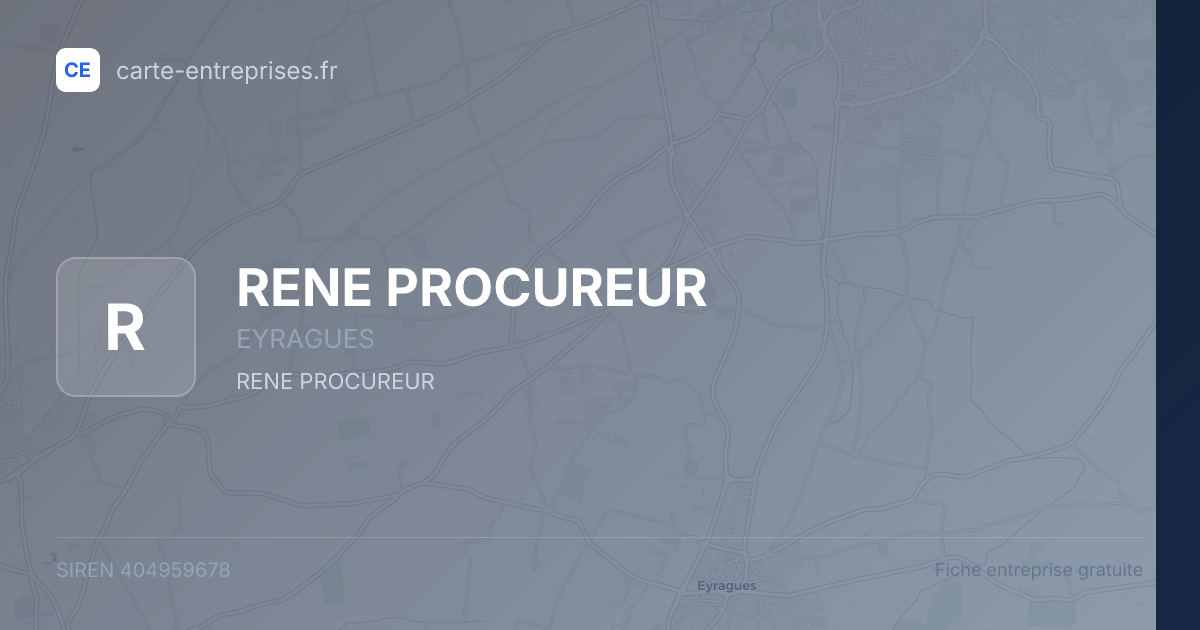 RENE PROCUREUR — 404959678 — fiche entreprise