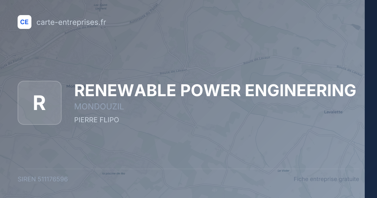 RENEWABLE POWER ENGINEERING — 511176596 — fiche entreprise