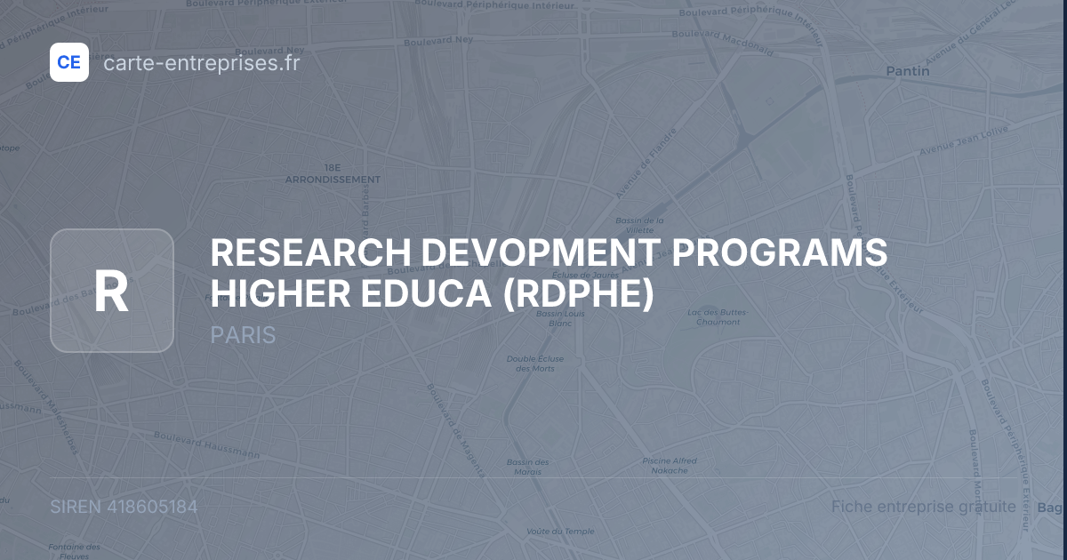 RESEARCH DEVOPMENT PROGRAMS HIGHER EDUCA (RDPHE) — 418605184 — fiche entreprise