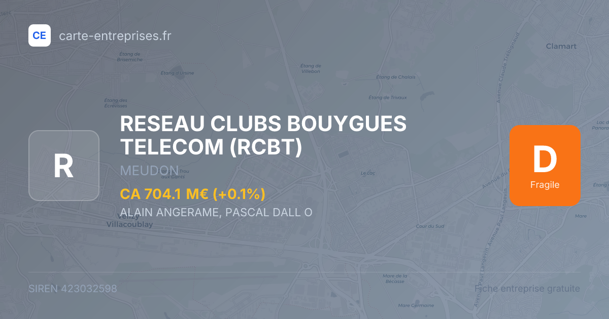 RESEAU CLUBS BOUYGUES TELECOM (RCBT) — 423032598 — fiche entreprise