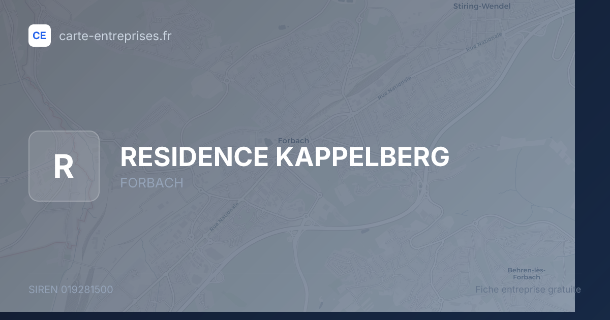 RESIDENCE KAPPELBERG — 019281500 — fiche entreprise