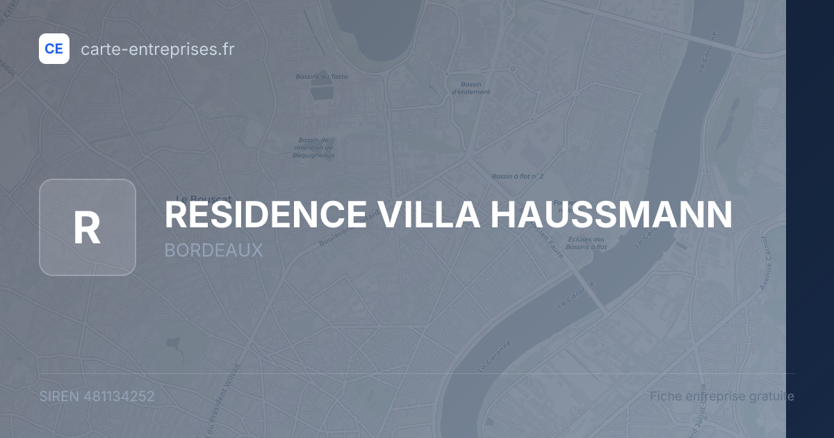 RESIDENCE VILLA HAUSSMANN — 481134252 — fiche entreprise