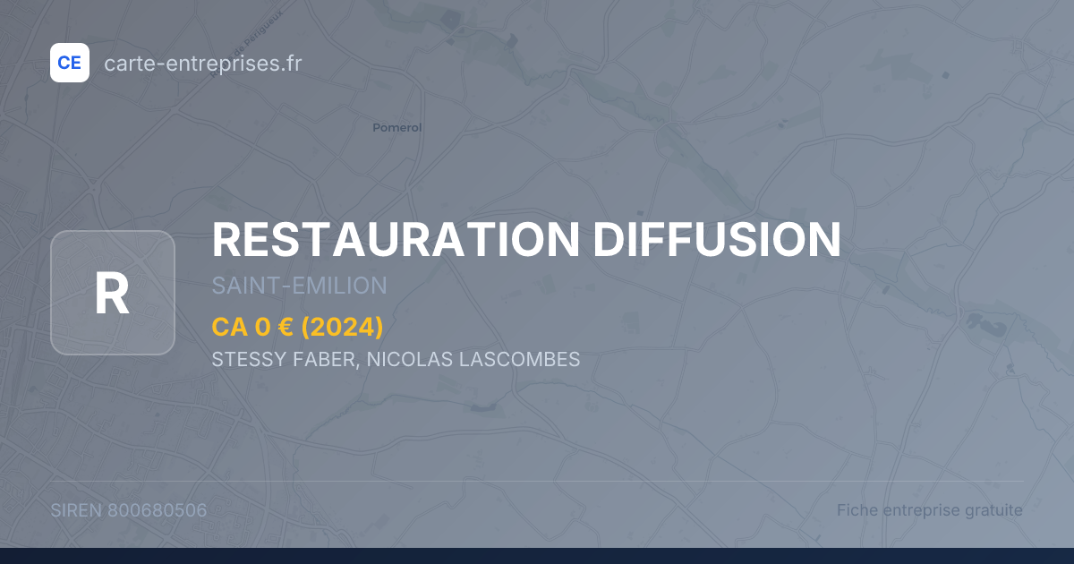 RESTAURATION DIFFUSION — 800680506 — fiche entreprise