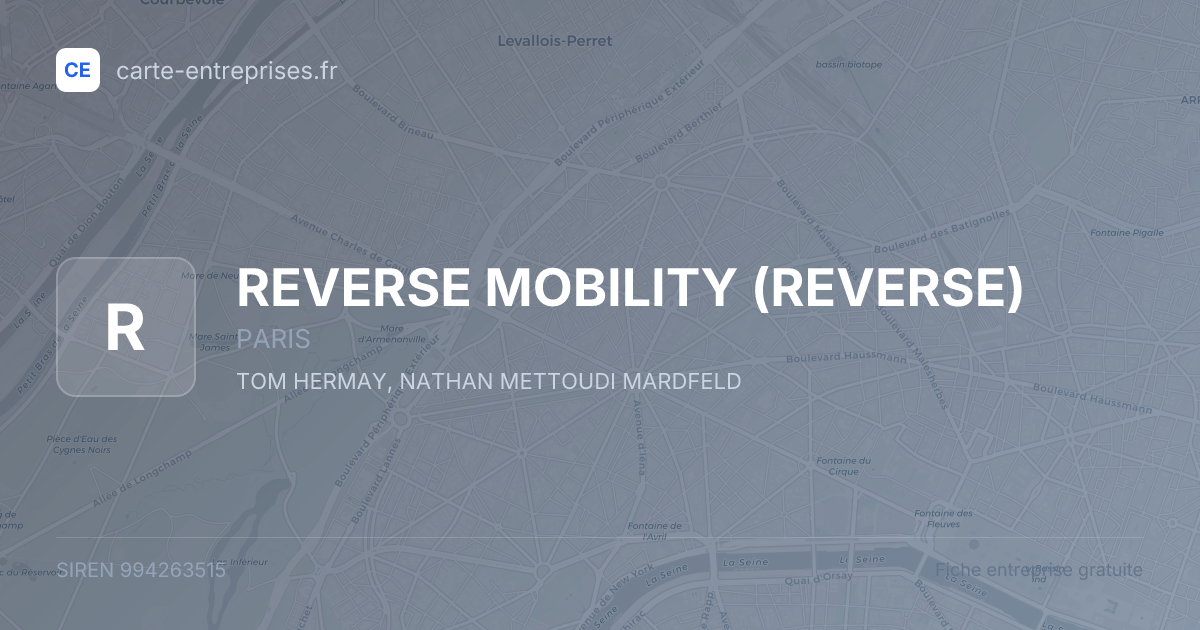 REVERSE MOBILITY (REVERSE) — 994263515 — fiche entreprise
