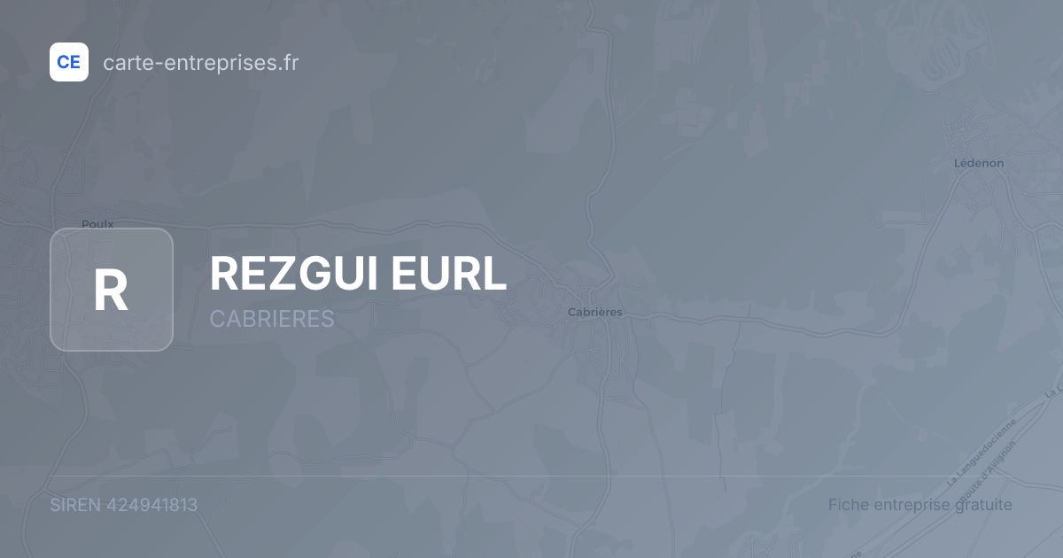 REZGUI EURL — 424941813 — fiche entreprise