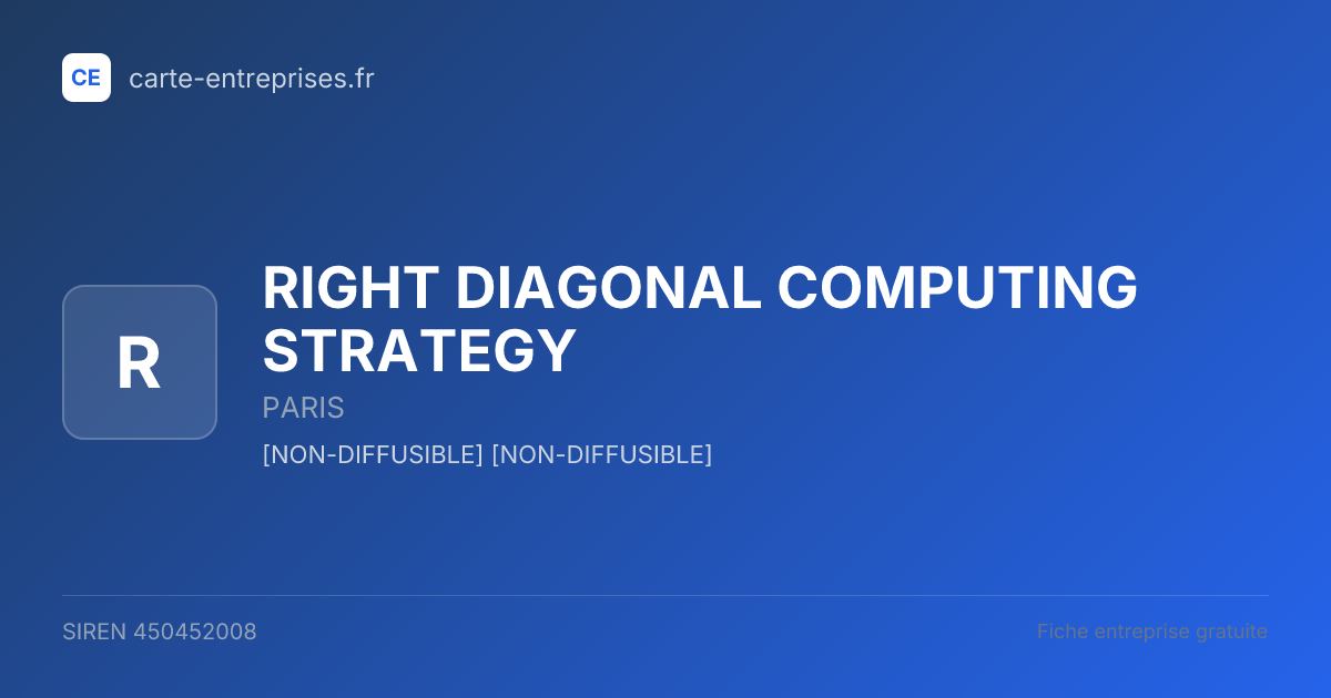 RIGHT DIAGONAL COMPUTING STRATEGY — 450452008 — fiche entreprise