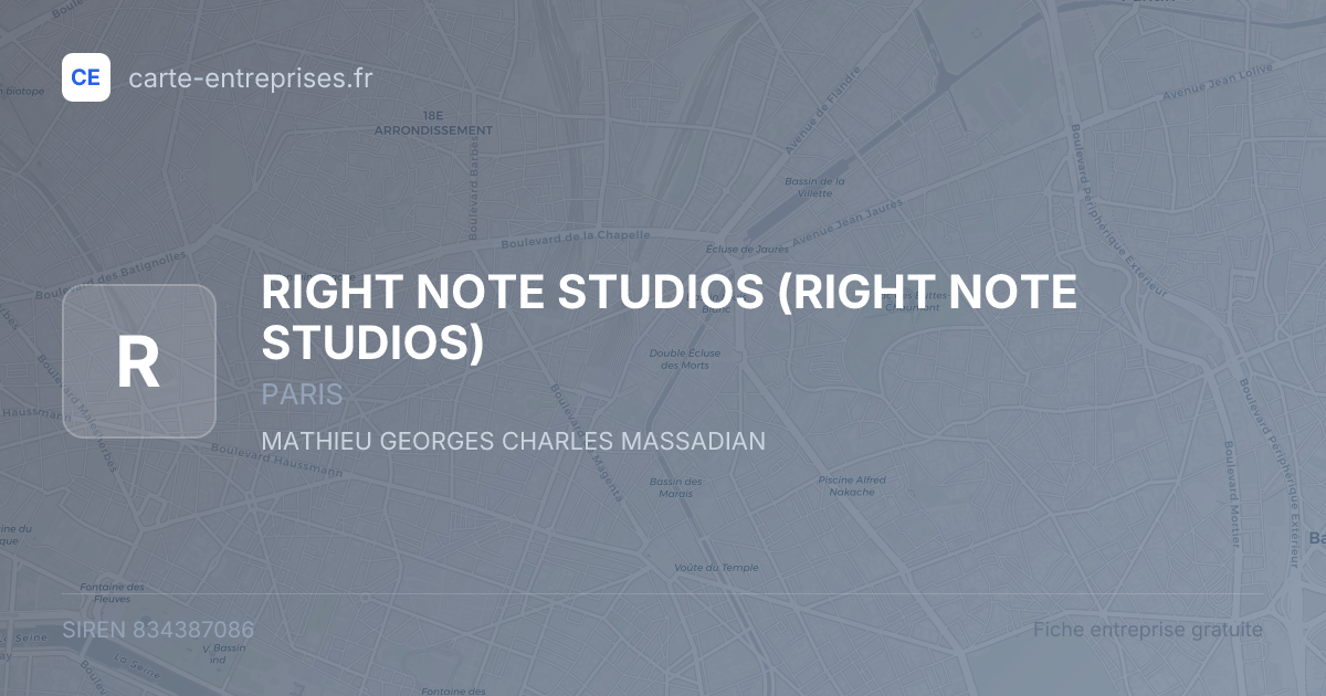 RIGHT NOTE STUDIOS — 834387086 — fiche entreprise