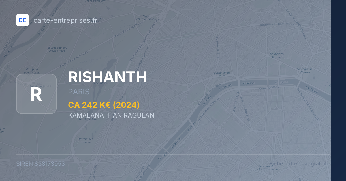 RISHANTH — 838173953 — fiche entreprise