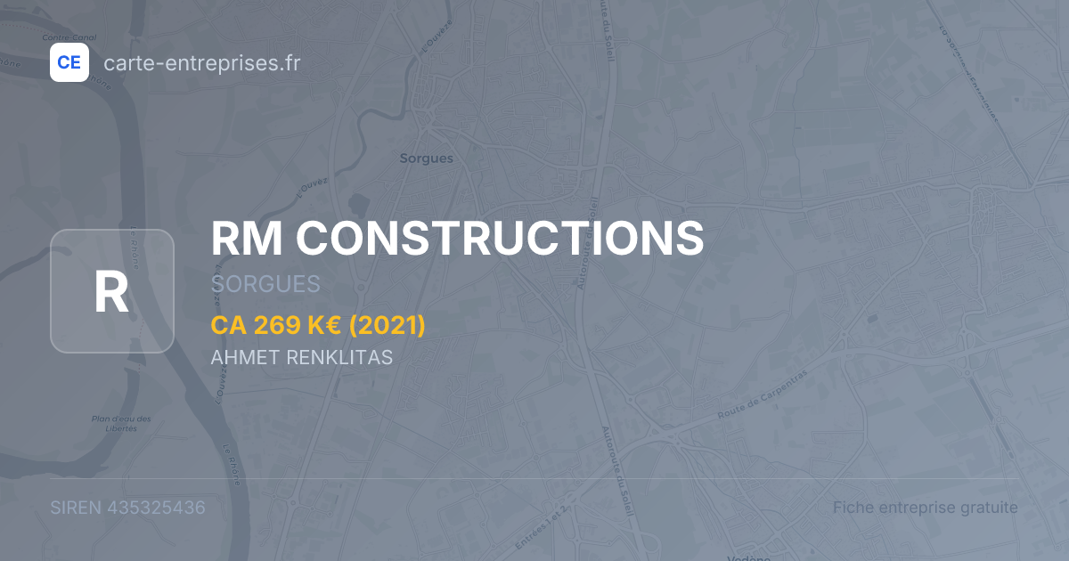 RM CONSTRUCTIONS — 435325436 — fiche entreprise