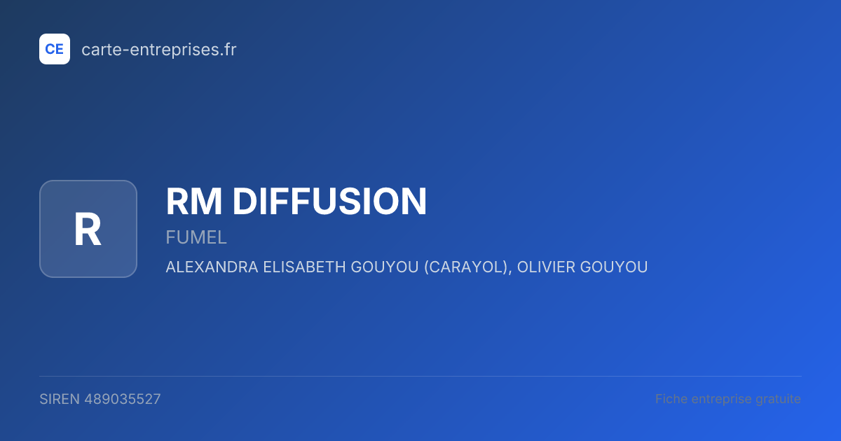 RM DIFFUSION — 489035527 — fiche entreprise