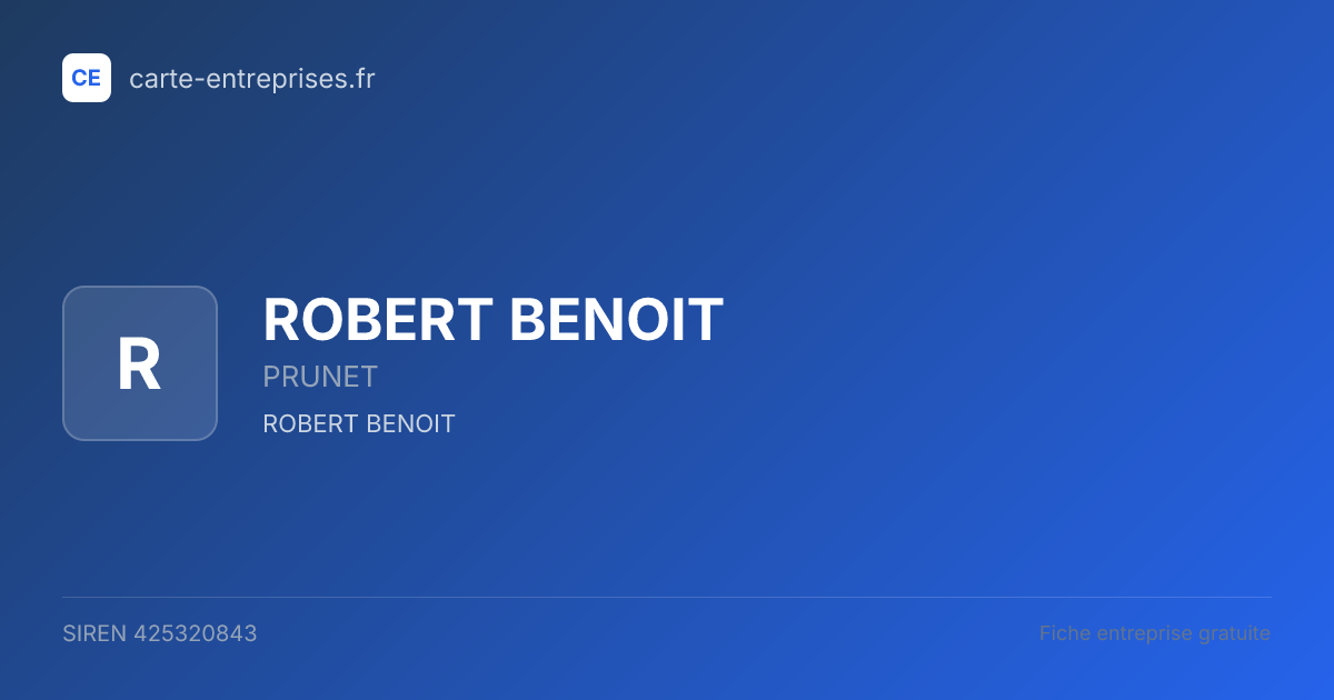 ROBERT BENOIT — 425320843 — fiche entreprise