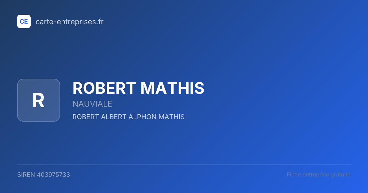 ROBERT MATHIS — 403975733 — fiche entreprise