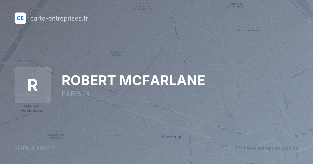 ROBERT MCFARLANE — 418896551 — fiche entreprise