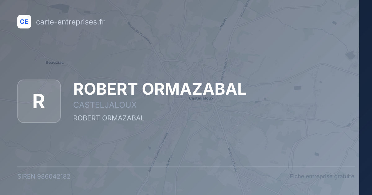 ROBERT ORMAZABAL — 986042182 — fiche entreprise