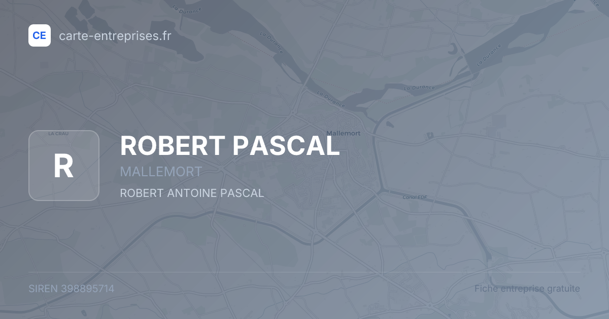 ROBERT PASCAL — 398895714 — fiche entreprise