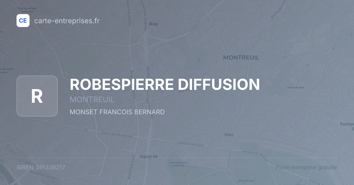 ROBESPIERRE DIFFUSION — 391338217 — fiche entreprise