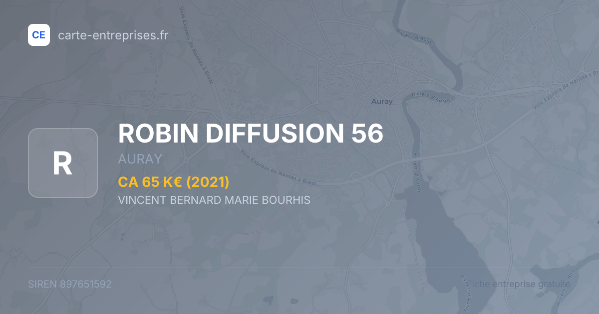 ROBIN DIFFUSION 56 — 897651592 — fiche entreprise