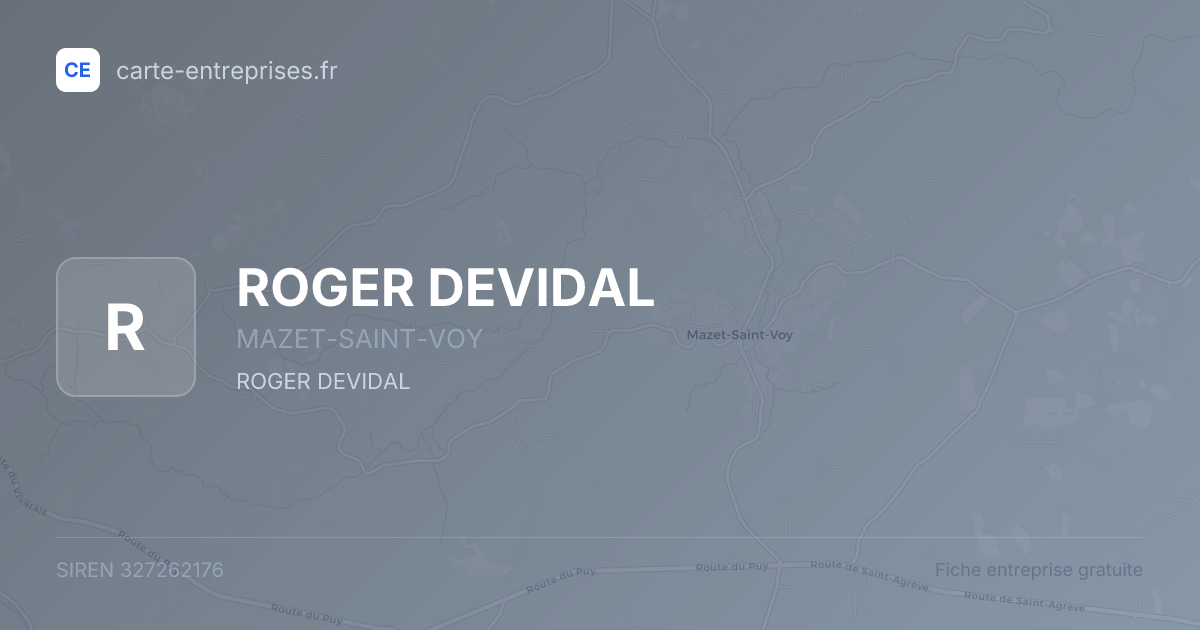 ROGER DEVIDAL — 327262176 — fiche entreprise