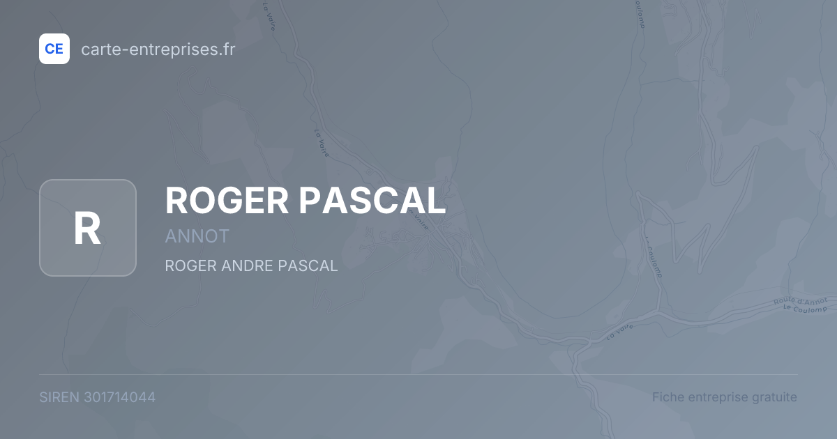 ROGER PASCAL — 301714044 — fiche entreprise