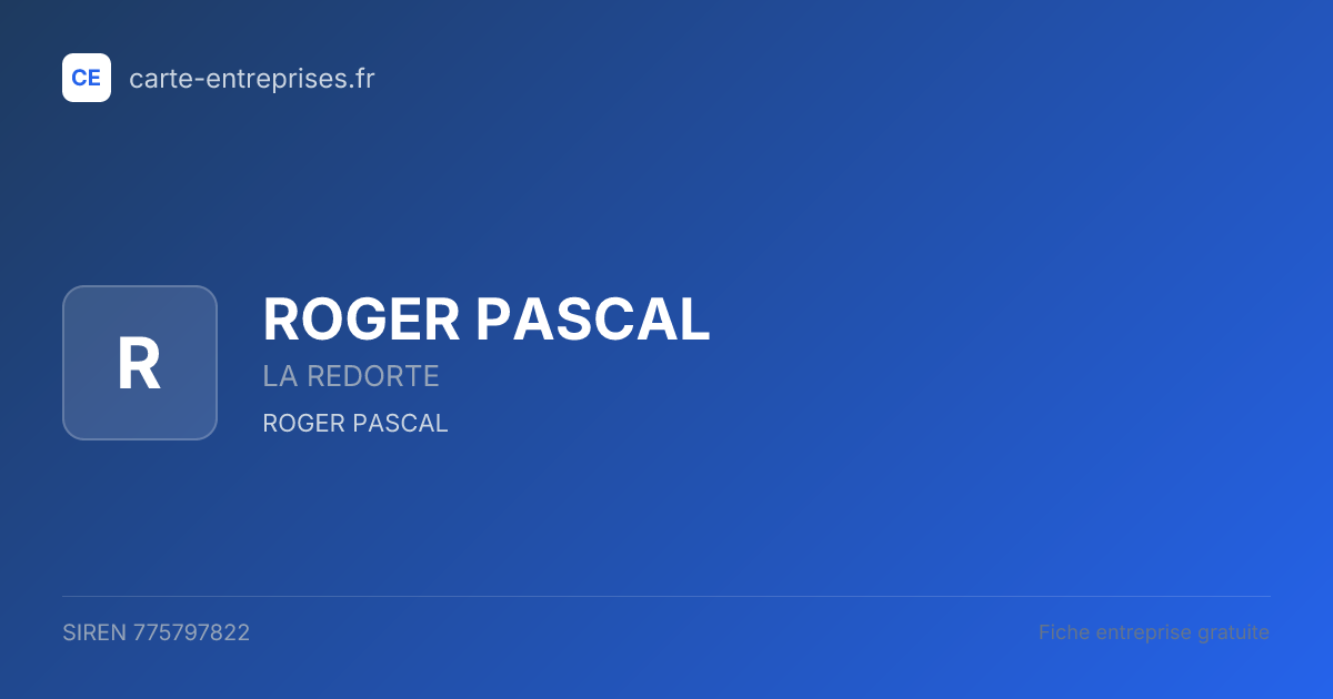 ROGER PASCAL — 775797822 — fiche entreprise