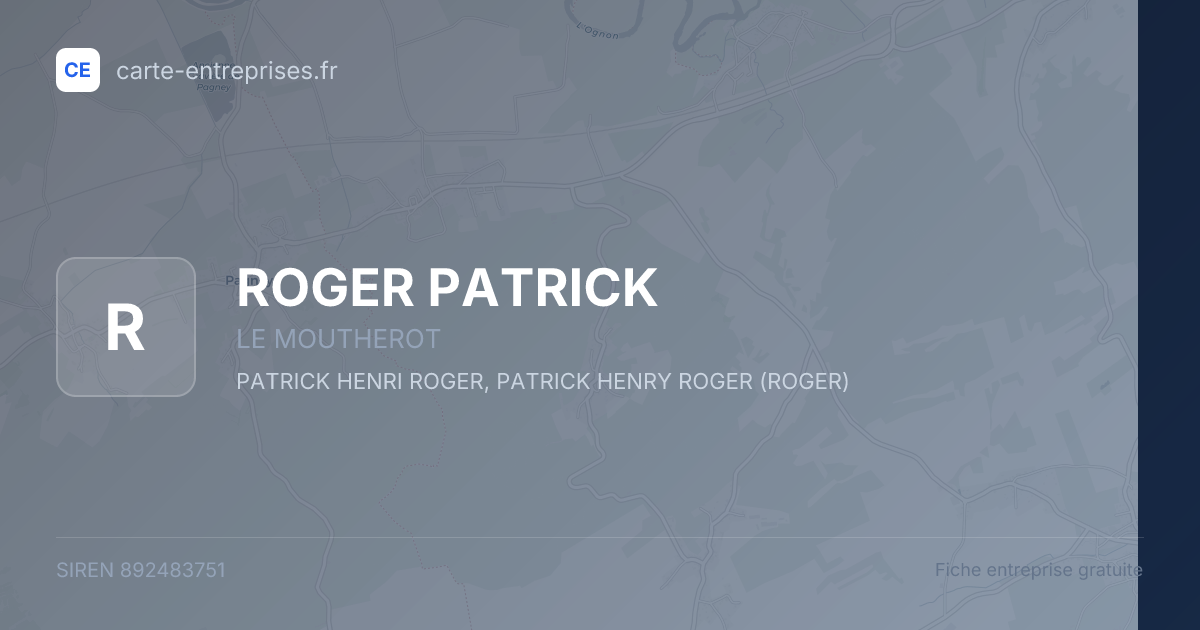 ROGER PATRICK — 892483751 — fiche entreprise