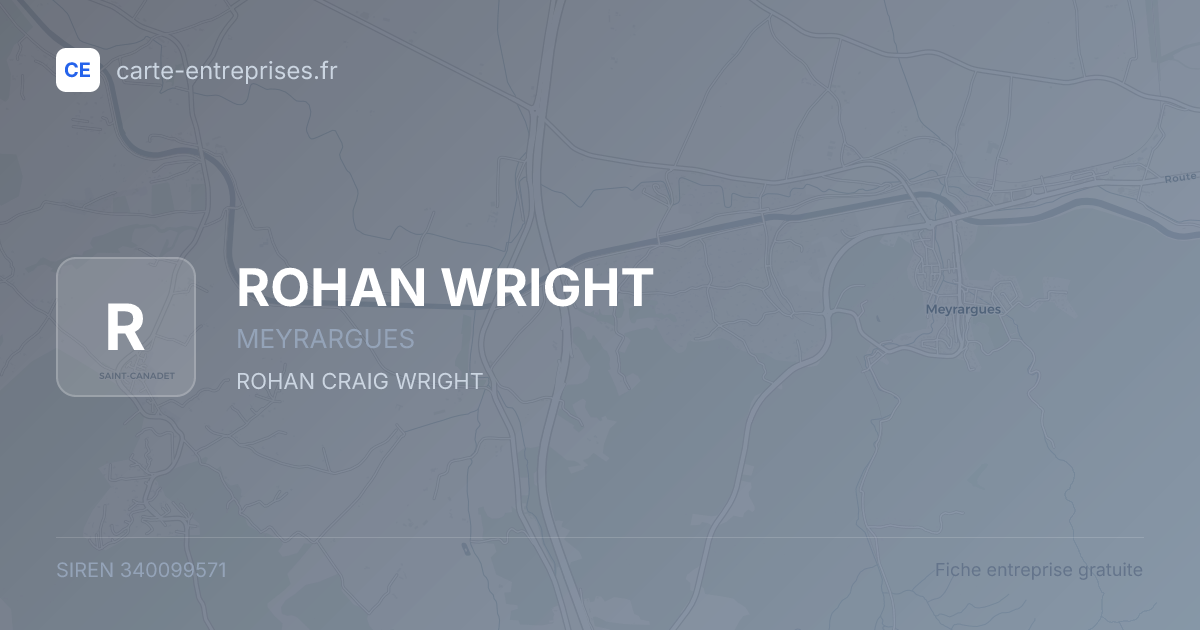ROHAN WRIGHT — 340099571 — fiche entreprise
