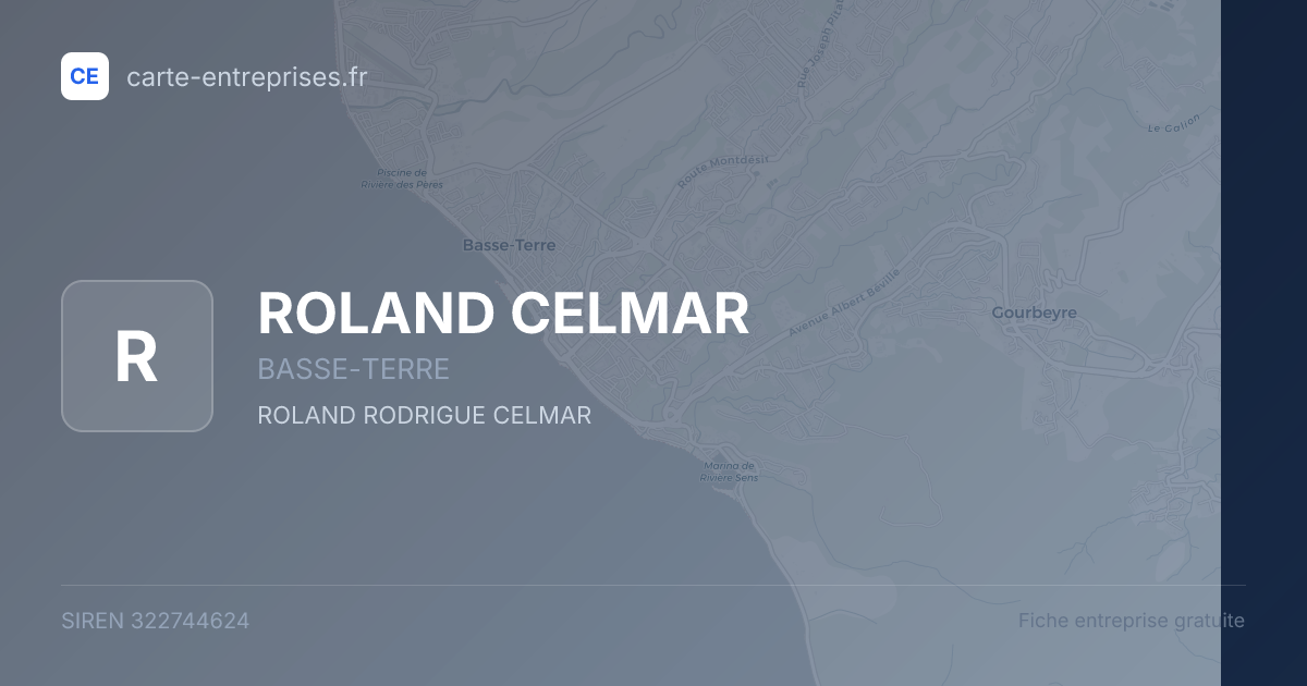 ROLAND CELMAR — 322744624 — fiche entreprise