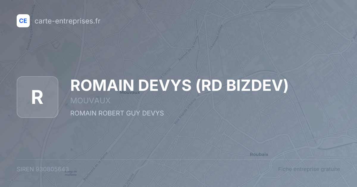 ROMAIN DEVYS (RD BIZDEV) — 930805643 — fiche entreprise