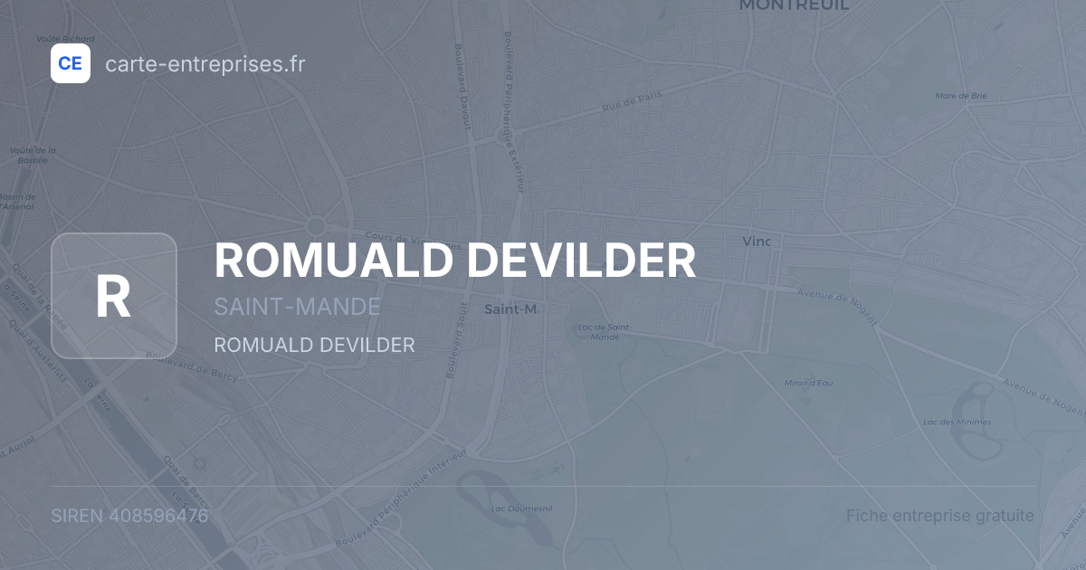 ROMUALD DEVILDER — 408596476 — fiche entreprise