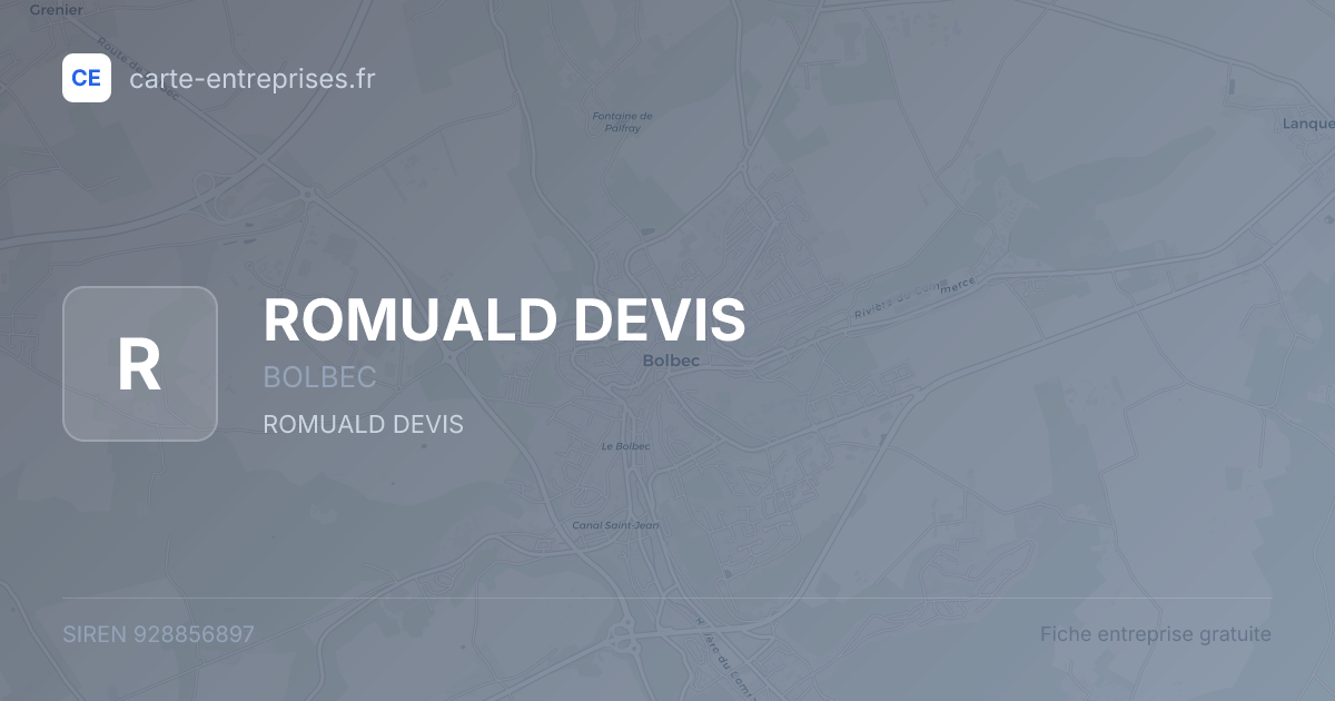 ROMUALD DEVIS — 928856897 — fiche entreprise