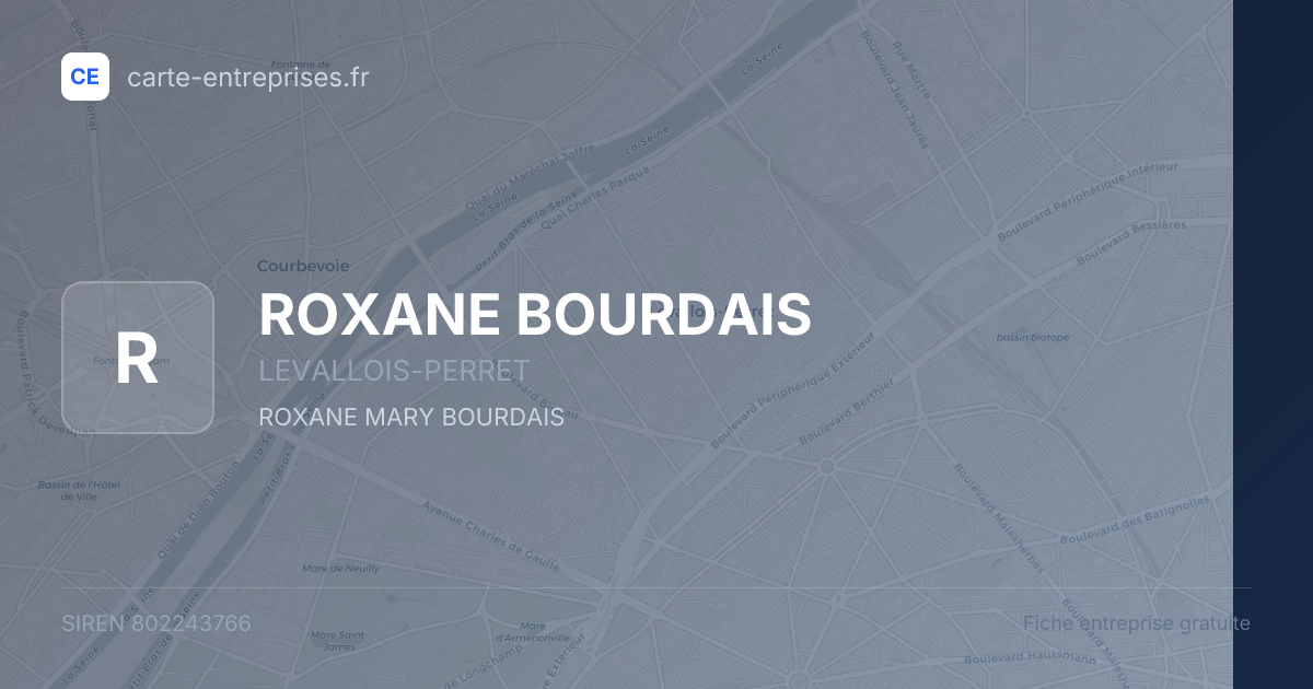 ROXANE BOURDAIS — 802243766 — fiche entreprise